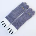 Damen flauschige Katzenpfote Socken graue Korallenfleece Winterschlaf Socken weich warm Zuhause - Einheitsgröße / 02 Grau