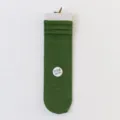 Women's green solid color slouch socks casual mid-tube rolled cuff cotton hosiery item - One Size / 12 Dark Green
