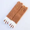 Süße Katzenpfote flauschige Korallenfleece Damen Socken, gemütliche warme Wintersocken. - Einheitsgröße / Khaki