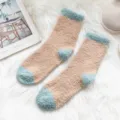 Women winter thick coral fleece warm sleep socks cute fuzzy mid-tube towel socks for ladies - One Size / 03 Khaki