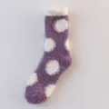 Purple White Polka Dot Fuzzy Coral Fleece Socks Women Winter Thick Warm Cozy Sleep Socks - One Size / 14 Polka Dot Purple