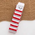 Cute Bear Striped Coral Fleece Over-The-Knee Socks Warm Sleep Stockings Red Grey Variant - 18 Red Striped Puppy