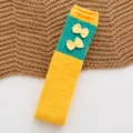 Women's fuzzy coral fleece knee-high warm socks in yellow and green with cute bow details. - #19 Yellow and Blue Bows
