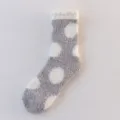 Cozy winter fleece fuzzy socks for women, thick warm polka dot cute sleeping socks. - One Size / 16 Polka Dot Grey