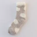 Cozy fleece polka dot winter socks, thick warm fluffy mid-calf sleep socks for women. - One Size / 19 Polka Dot Khaki