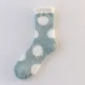 Fluffy winter coral fleece socks for women, thick warm polka dot fuzzy socks for home. - One Size / 20 Polka Dot Light Green