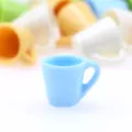 Miniature blue dollhouse coffee cup detail, cute micro resin toy water mug for DIY crafts scene. - 5 Pieces / Blue