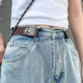 Cinturón elástico invisible sin hebilla para mujer vaqueros con cintura cómoda y ajustable. - Café