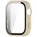Beige PC harde horloge beschermhoes met geintegreerd gehard glas screenprotector - Huawei Fit 5 hoesje met geïntegreerde screenprotector / Ivoor