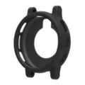 Black silicone protective case detail view, hollow design and watch lug structure closeup. - Black