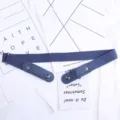 Cinturón elástico azul, cinturón de cintura invisible sin hebilla para vaqueros de mujer. - Mezclilla azul oscuro + hebilla central