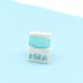 Dije de caja de leche de resina azul y blanca accesorio de decoración para funda - Caja de leche azul