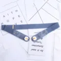 Elastic Lazy Belt Buckle-Free Invisible Waistband Women Denim Daisy Pants Accessory - Daisy Denim Light Blue + Center Buckle