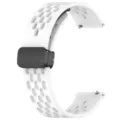 Breathable Silicone Watch Strap Magnetic Folding Clasp Replacement Band Compatible with Smartwatch - Silver Connector + Watch Band / White