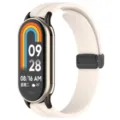 Correa de silicona para reloj inteligente con cierre plegable magnético y pantalla. - Conector negro + correa / Blanco