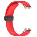 Cinturino di ricambio in silicone rosso con chiusura pieghevole e connettori in metallo. - Rosso