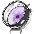Glitzernde Strass Smartwatch Schutzhülle, einreihige Diamant PC Halbabdeckung Uhrengehäuse - Galvanisiertes Schwarz