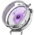 Detailansicht der einreihigen Strass Smartwatch Schutzhülle glänzende Kristall Luxus Abdeckung - Versilbert