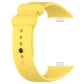 Λεπτομερής όψη κίτρινου αθλητικού λουριού smartwatch σιλικόνης με μεταλλικό σύνδεσμο και κούμπωμα. - Κίτρινο