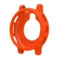 Orange silicone watch case detail, hollow bumper protective cover for smartwatch daily use. - Orange