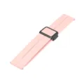 Pink silicone watch strap detail, featuring a black magnetic folding buckle, compatible smart watch. - 22mm Watch Bands / Pink