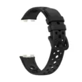Black silicone replacement watch strap detail, breathable mesh design, comfortable wrist band. - Smart Band 9 Strap / Black