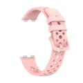 Silicone replacement watch strap for Huawei Band 10, pink breathable perforated wristband. - Pink