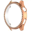 Close-up detail of the sparkling rhinestone smartwatch protective case in elegant rose gold. - Electroplated Rose Gold