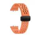 Orange silicone replacement watch strap with breathable holes and secure magnetic clasp - Orange
