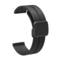 Black silicone watch strap 22mm with square magnetic folding buckle replacement accessory - 22mm Watch Bands / Black