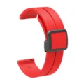 Red silicone watch strap detail, 22mm width featuring a black magnetic folding buckle. - 22mm Watch Bands / Red