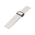 Silicone watch strap detail view, light grey band with black magnetic folding buckle. - 22mm Watch Bands / Starlight