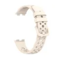Beige perforated silicone watch band detail shot, breathable replacement strap for smart band. - Smart Band 9 Strap / Starlight