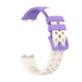Replacement silicone strap for smart watch breathable perforated sport wristband purple white - Starry Purple