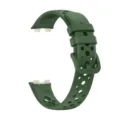 Green perforated silicone watch band detail replacement strap for smart wristband accessory - Smart Band 9 Strap / Field Green