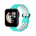 Replacement sports strap for smart watch, breathable dual-color silicone band design. - Blue and White