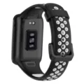 Correa de repuesto de silicona para reloj inteligente transpirable perforada bicolor negro - Negro y Blanco