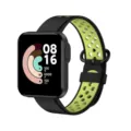 Replacement sports silicone strap for smartwatch with breathable holes, durable dual-color band. - Redmi Watch 1st Generation / Black Green