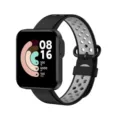 Replacement silicone strap for smart watch, breathable dual-color sports band design. - Black and Gray
