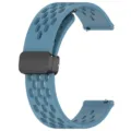 Breathable silicone magnetic replacement watch strap with perforated sports band design for smartwatches - Silver Connector + Watch Band / Premium Blue