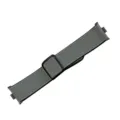 Close up view of grey litchi pattern magnetic leather watch strap with metal connector. - Litchi Pattern Leather - Dark Grey