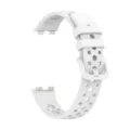 White silicone replacement watch band, breathable perforated sports strap for smart wristbands. - White