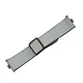 Gray litchi pattern leather watch strap detail, featuring black metal magnetic clasp. - Black Metal Connector + Strap / Litchi Pattern Leather - Light Grey