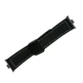 Black litchi grain leather magnetic watch strap with metal connectors for smartwatches. - Black Metal Connector + Strap / Litchi Pattern Leather - Black