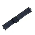 Dark blue litchi grain leather watch strap with magnetic buckle and metal connectors. - Litchi Pattern Leather - Dark Blue