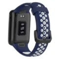 Correa de repuesto deportiva de silicona perforada para reloj inteligente bicolor transpirable. - Azul medianoche y blanco