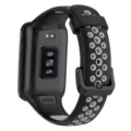 Correa de repuesto de silicona negra con diseño perforado transpirable para smartband. - Negro y Gris