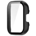 Full coverage protective case for smart watch, integrated screen protector shell in black. - Black
