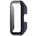Gedetailleerde close-up van de smartband beschermhoes met gehard glazen schermbeveiliging. - Beschermhoesjes voor Huawei Band 10/9/8 / Inktblauw
