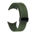 Dark green silicone replacement watch band with magnetic folding buckle, 22mm size, durable accessory. - Google Watch 4 Folding Buckle Straps / Wilderness Green